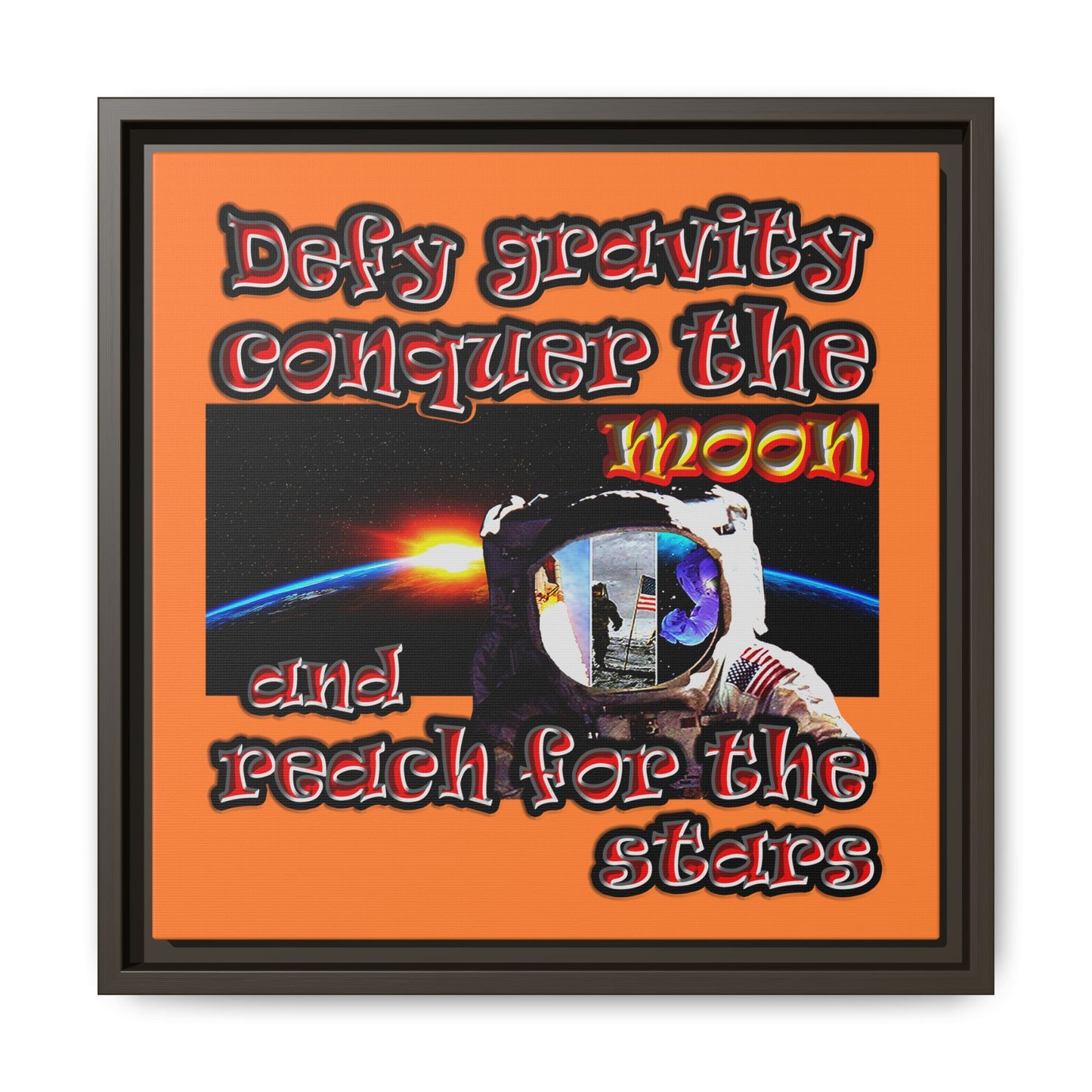 defy conquer reach - framed canvas art (crusta)