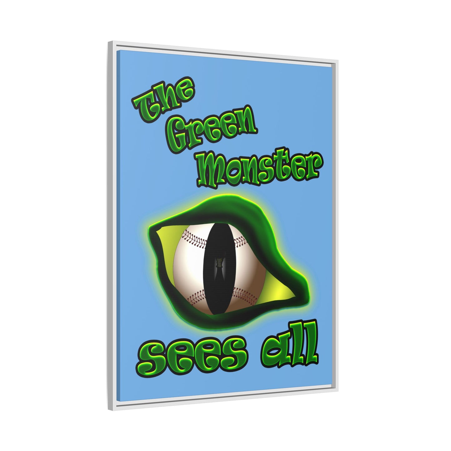 green monster - framed canvas art (light blue)