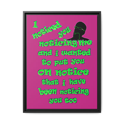 noticed you noticing - framed canvas art (pink)