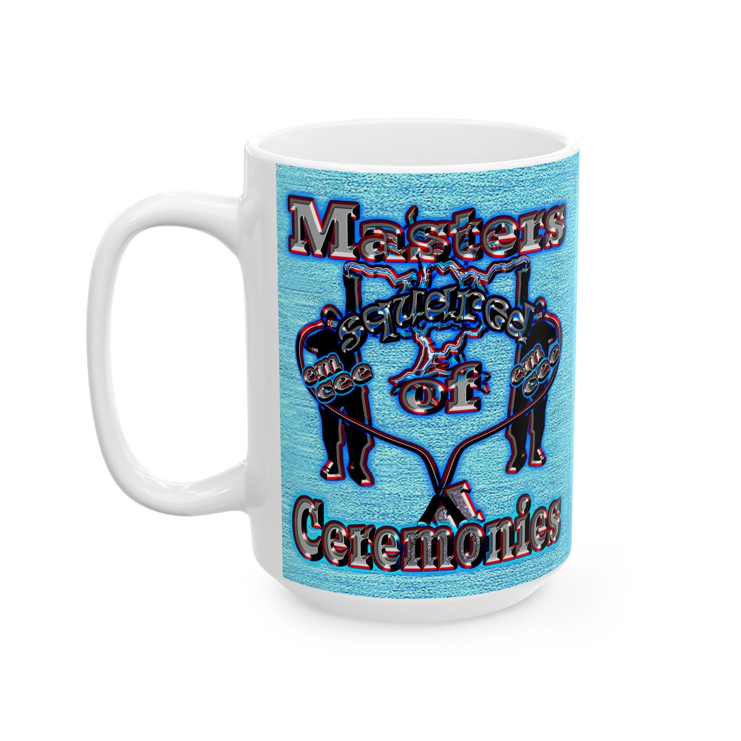 em cee squared - White Mug (faded dark blue)