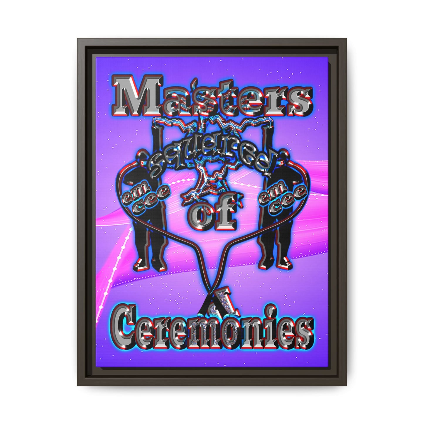 em cee squared - framed canvas art (purple-pink wave)