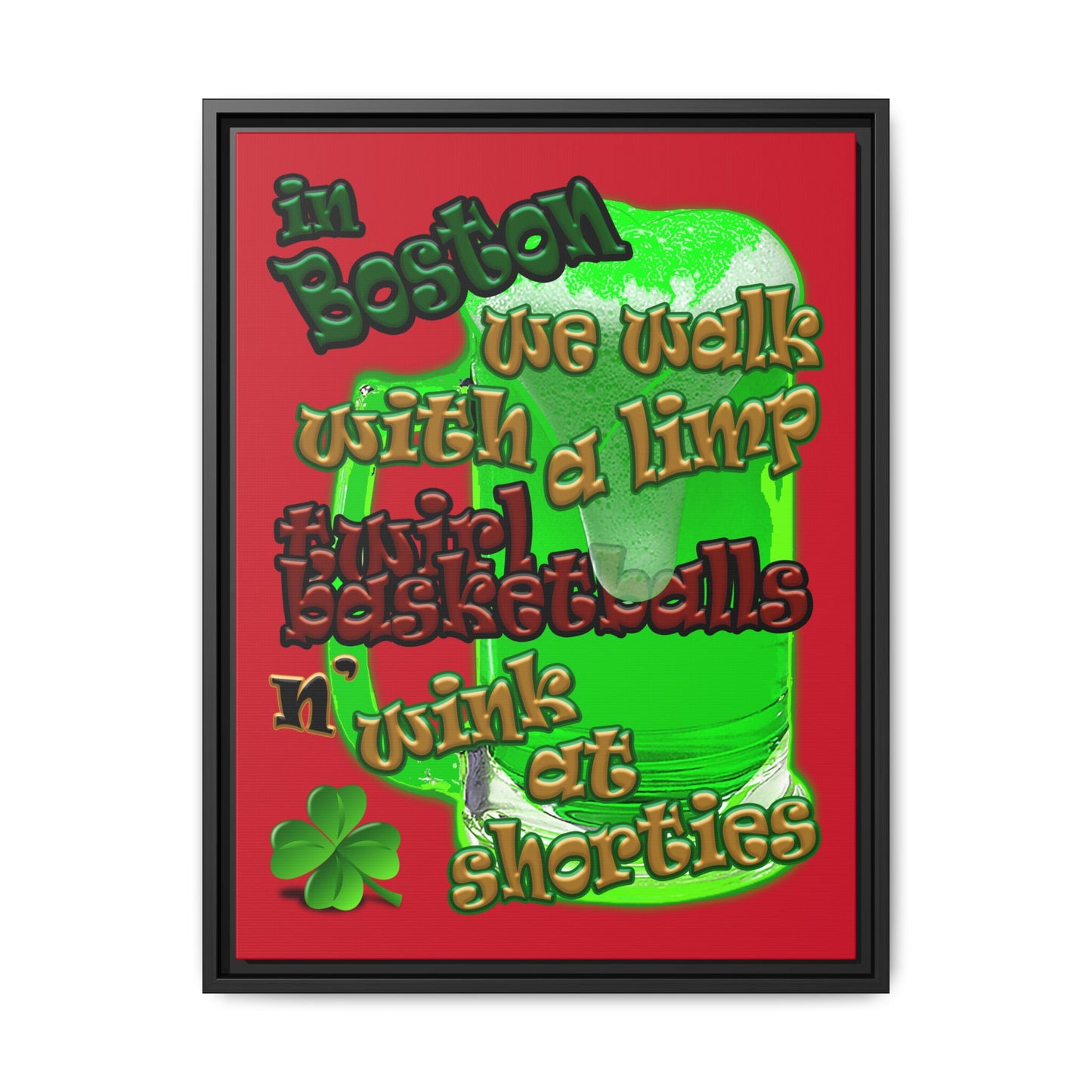 celtics logo - framed canvas art (dark red)