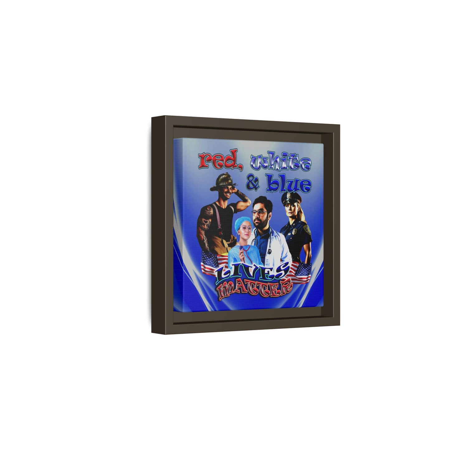 rw&b lives matter - framed canvas art (blue-white wave)