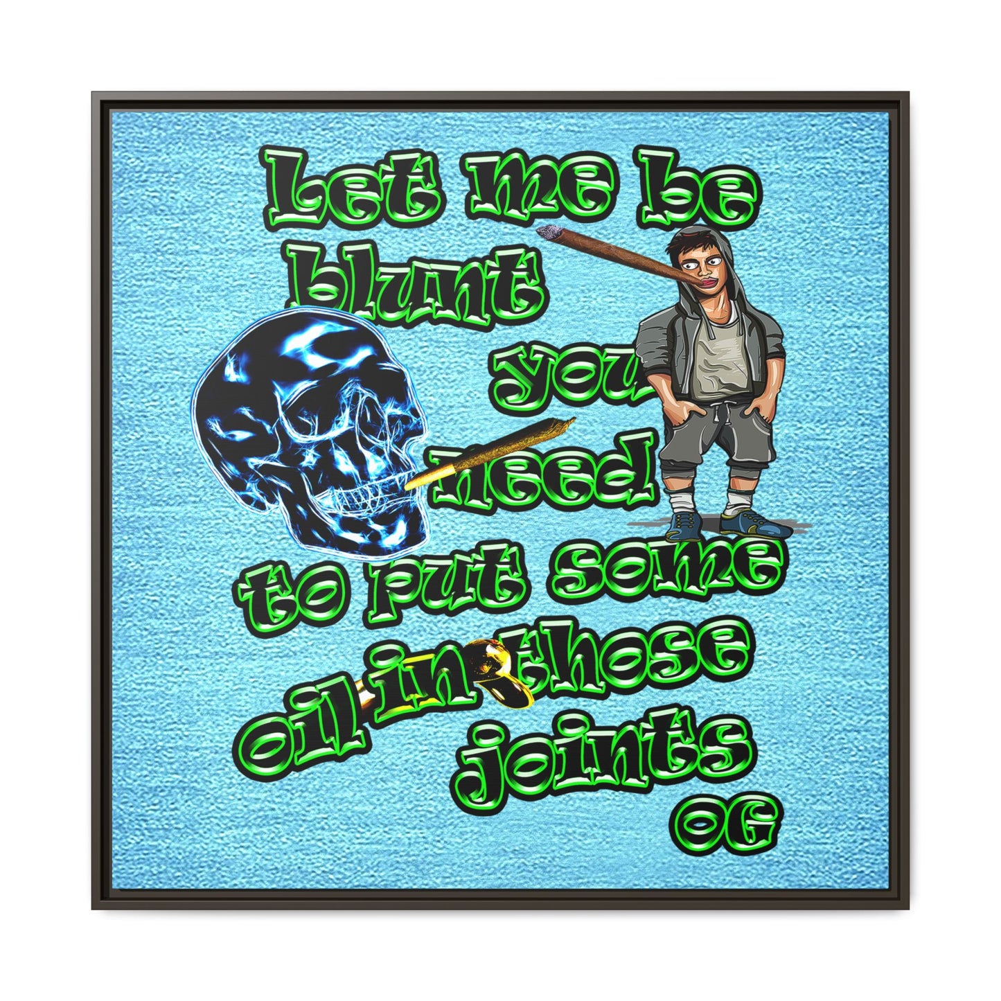 og - framed canvas art (faded blue)