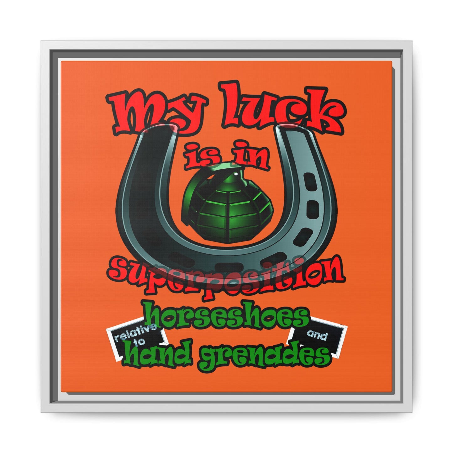 my luck - framed canvas art (orange)
