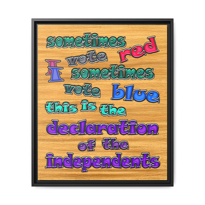declaration of the independents - framed canvas art (butterscotch wood finish)