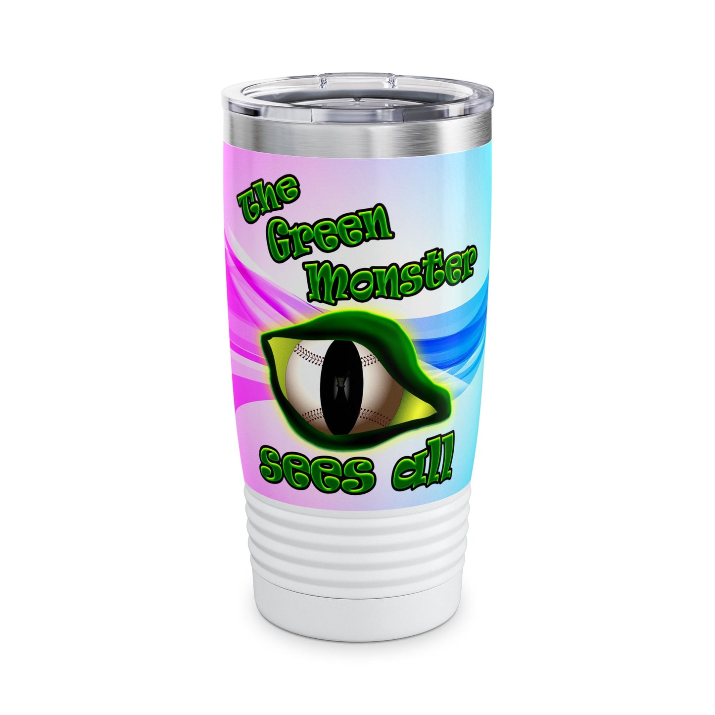 green monster - Ringneck Tumbler, 20oz (light blue-pink wave)