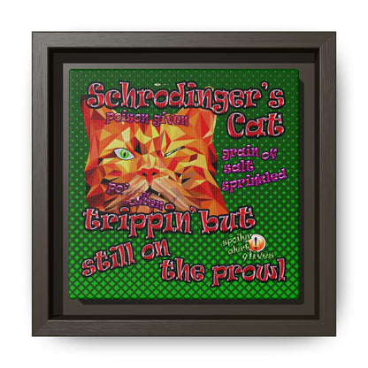 schrodinger's cat - framed canvas art (logo green)