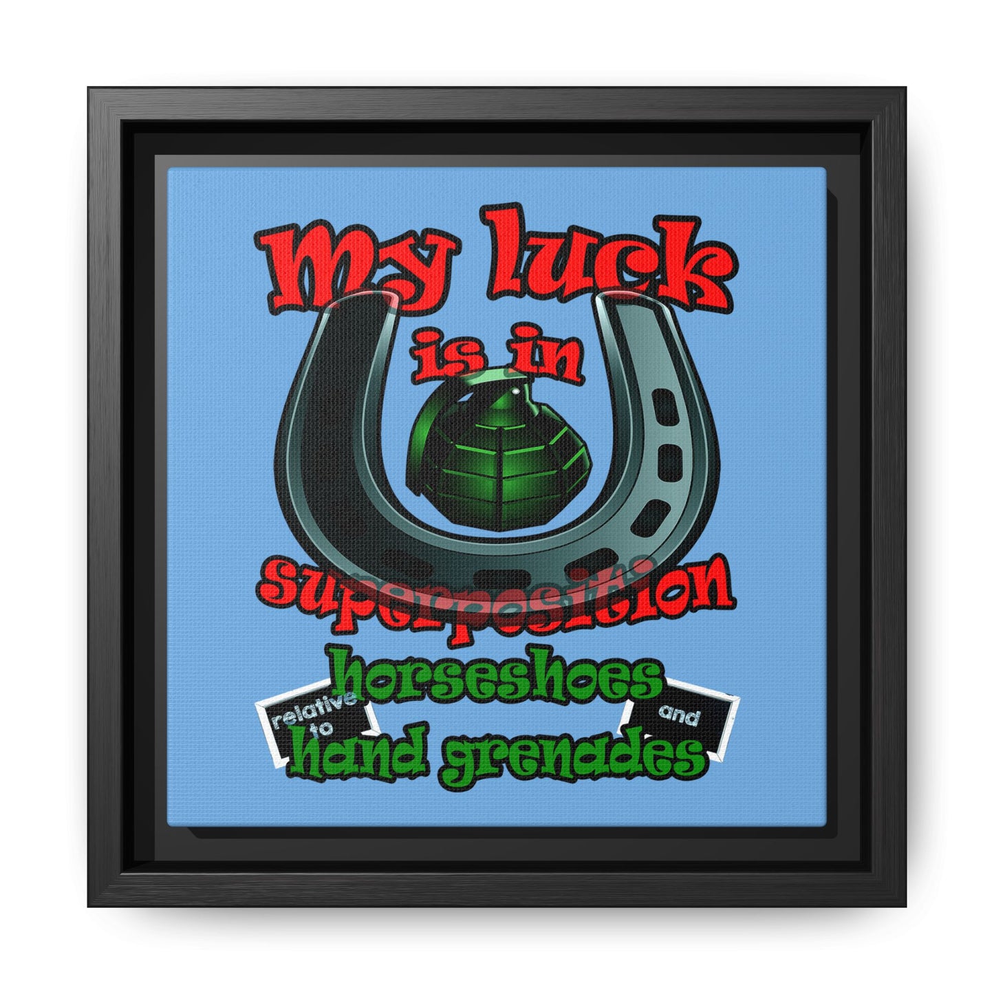 my luck - framed canvas art (light blue)