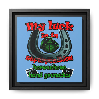 my luck - framed canvas art (light blue)