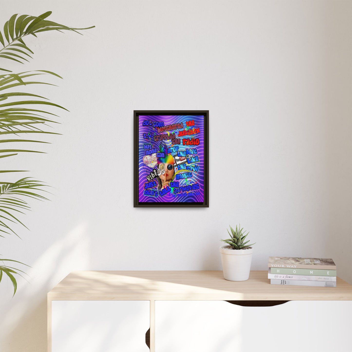 drop the beat - framed canvas art (purple wave)