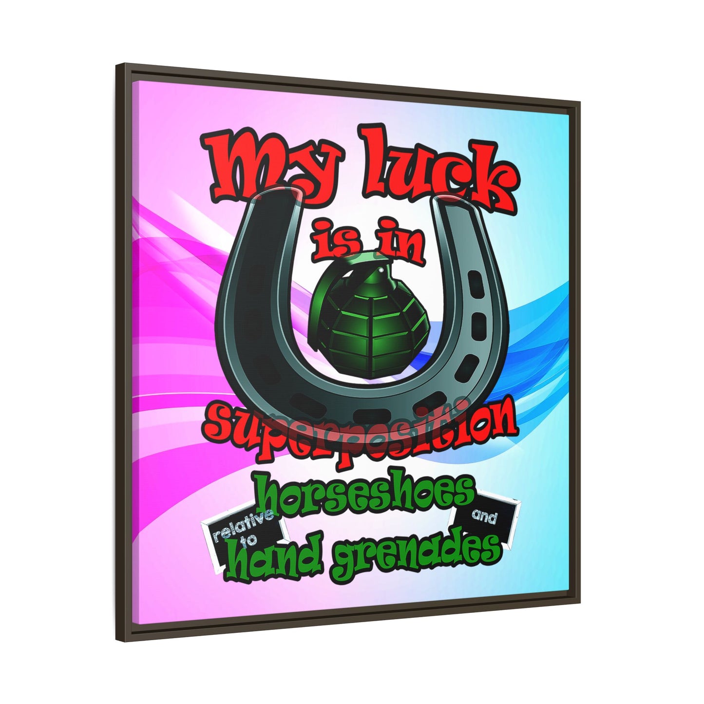 my luck - framed canvas art (light blue-pink wave)