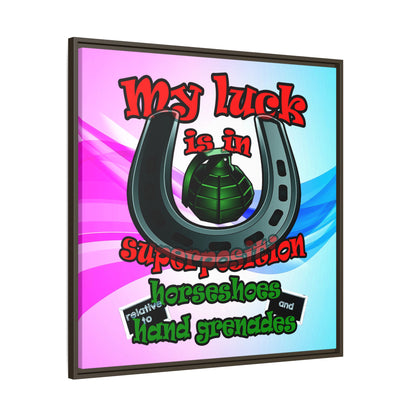 my luck - framed canvas art (light blue-pink wave)