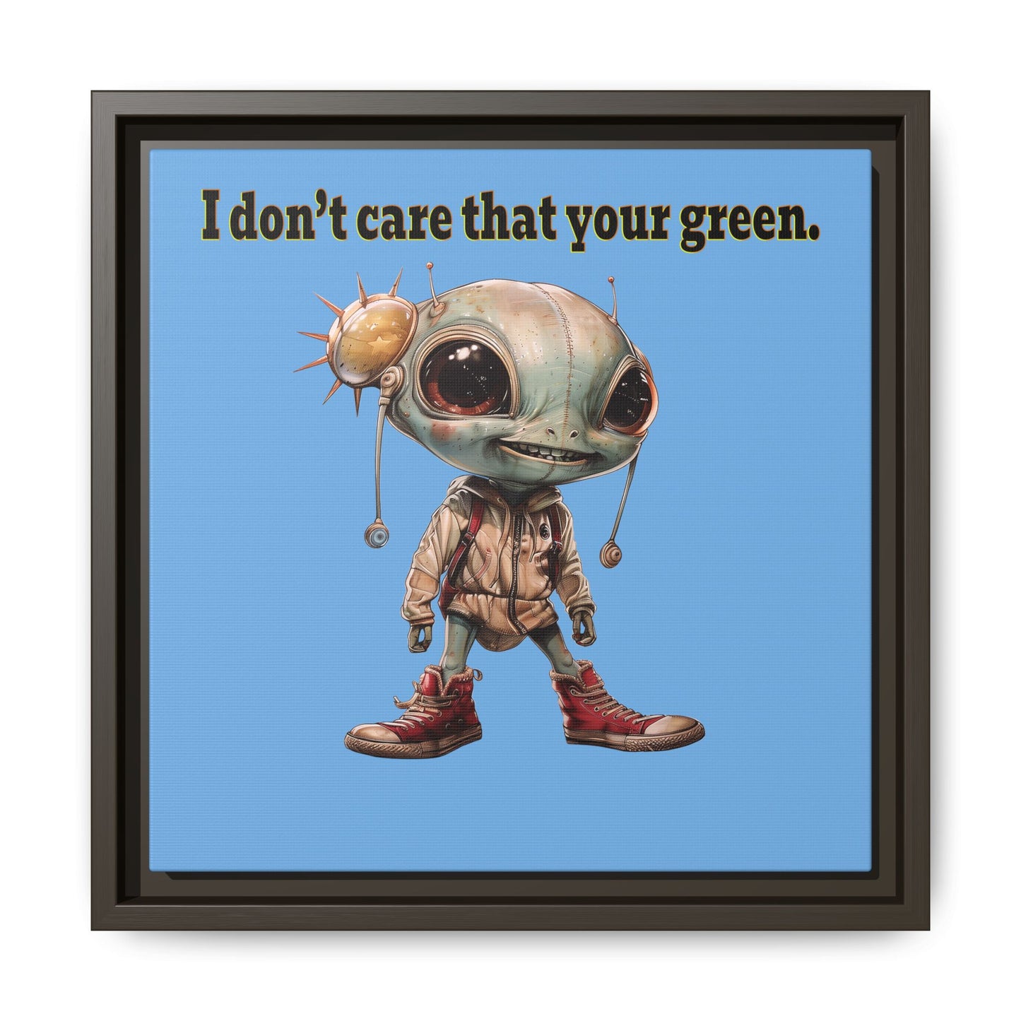 I don't care that your green - framed canvas art (light blue)