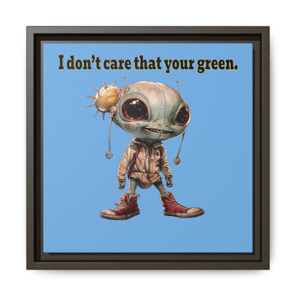 I don't care that your green - framed canvas art (light blue)