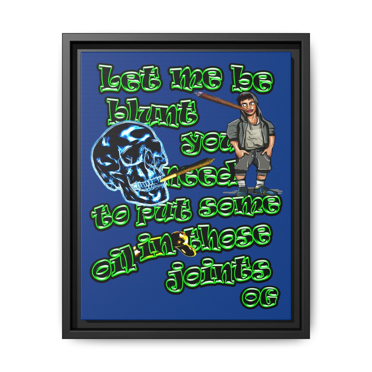 og - framed canvas art (dark blue)