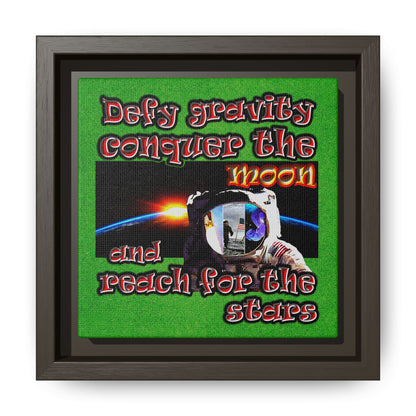 defy conquer reach - framed canvas art (green turf)