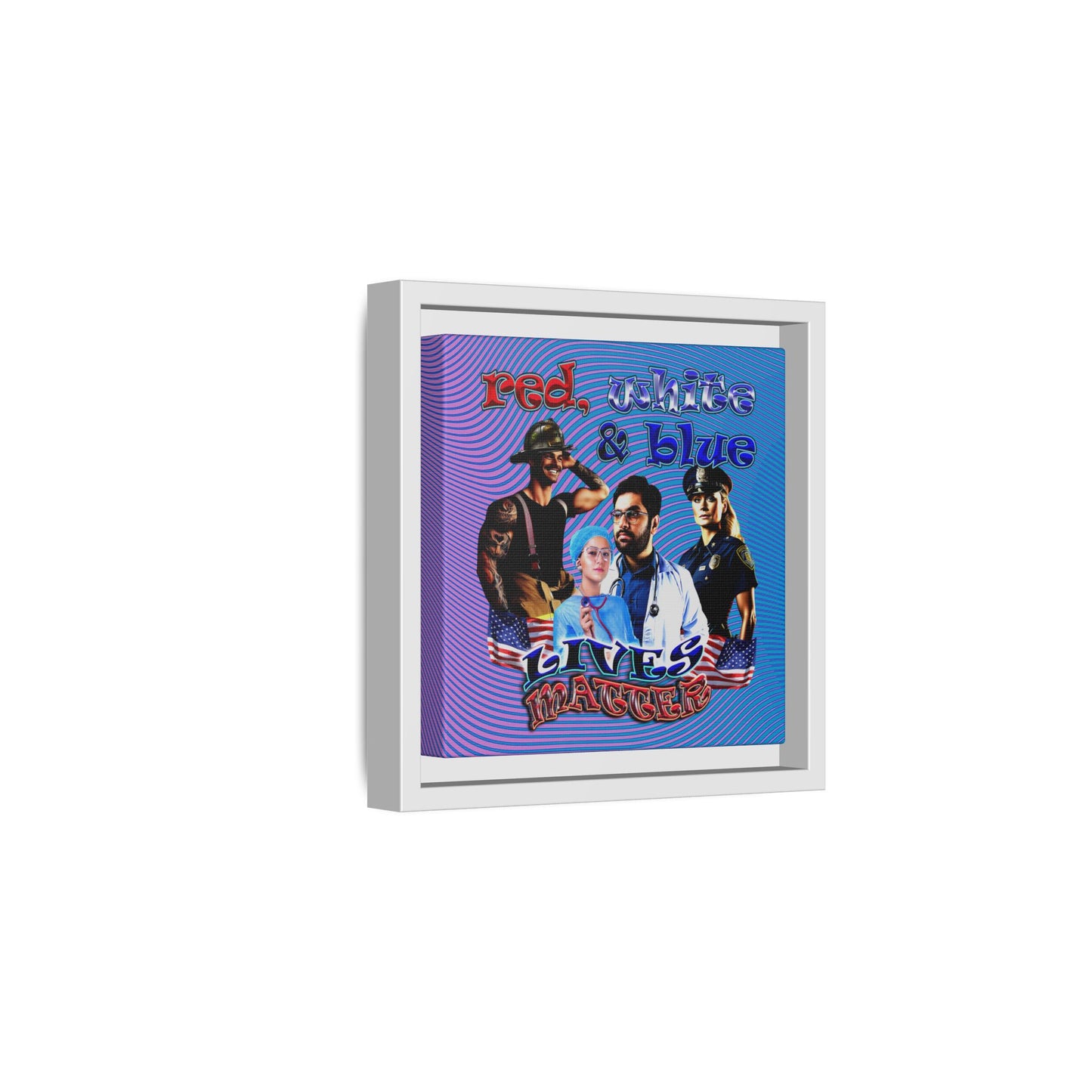 rw&b lives matter - framed canvas art (light blue-purple wave)