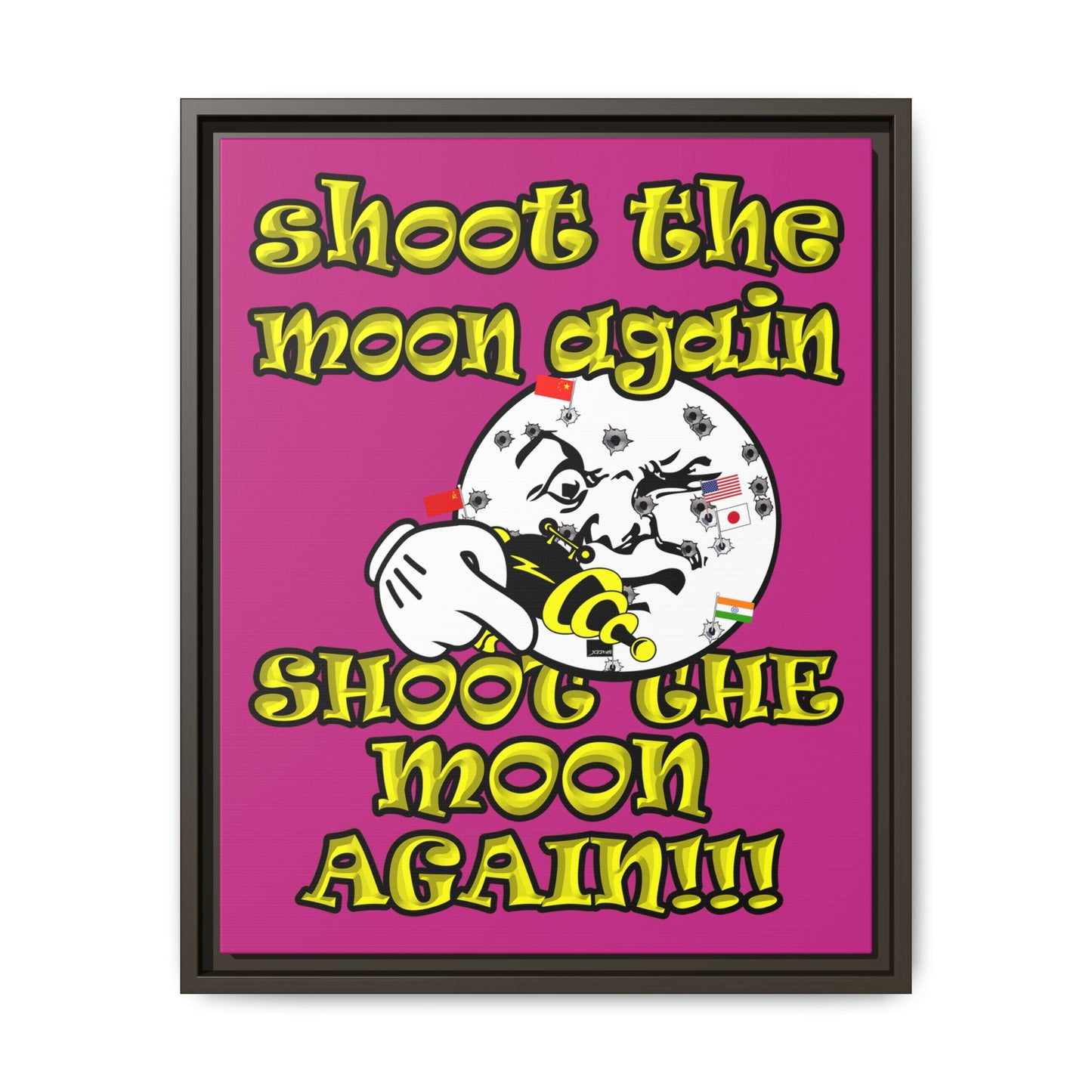 shoot the moon again - framed canvas art (pink)