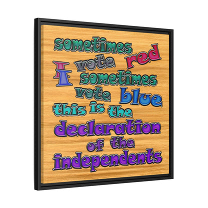 declaration of the independents - framed canvas art (butterscotch wood finish)