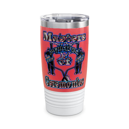 em cee squared - Ringneck Tumbler, 20oz (yellow-orange wave)
