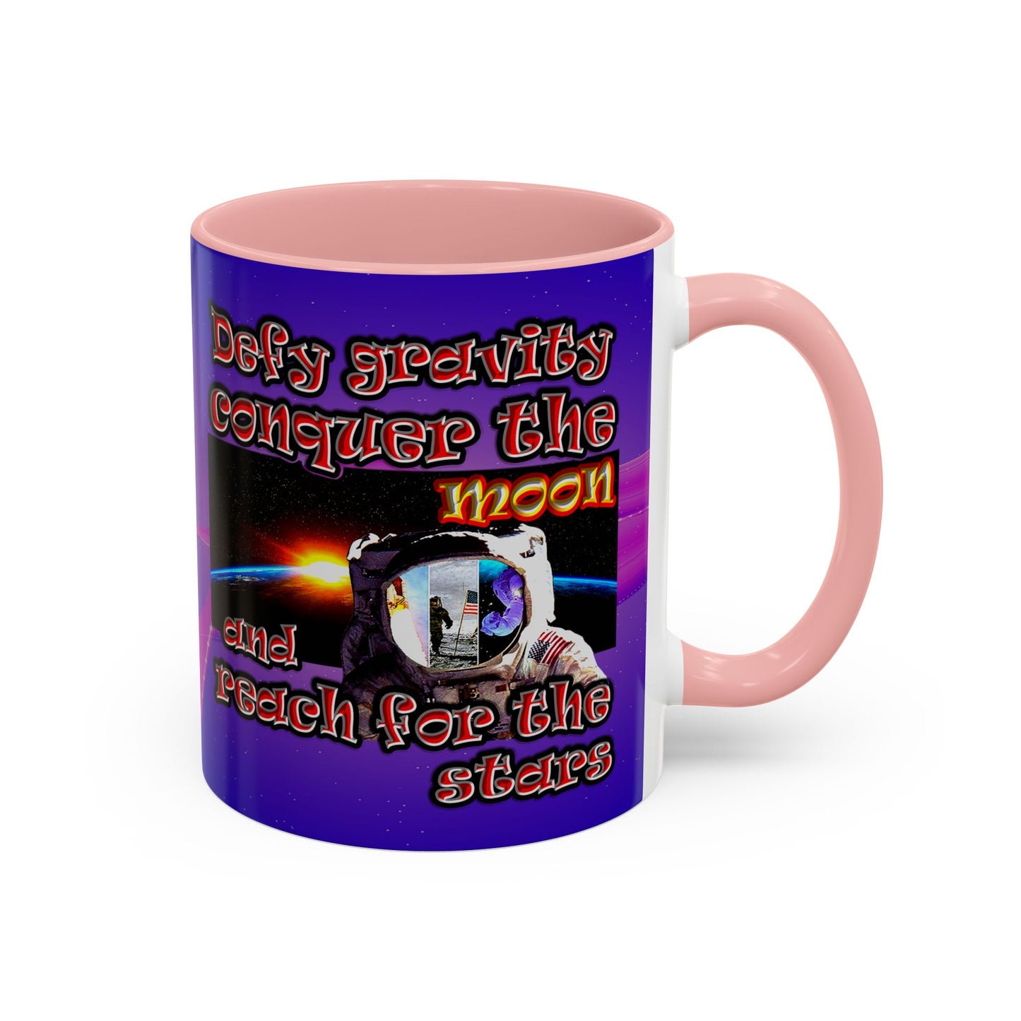 defy conquer reach - Accent Mug (purple-pink wave)
