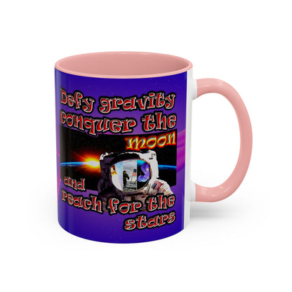 defy conquer reach - Accent Mug (purple-pink wave)