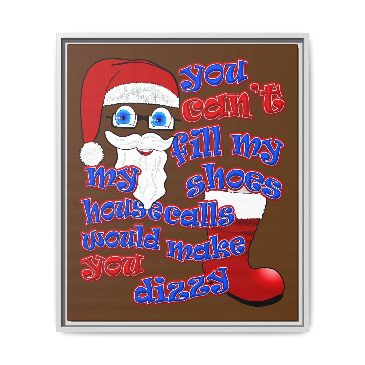 santa's shoes - framed canvas art (brown)