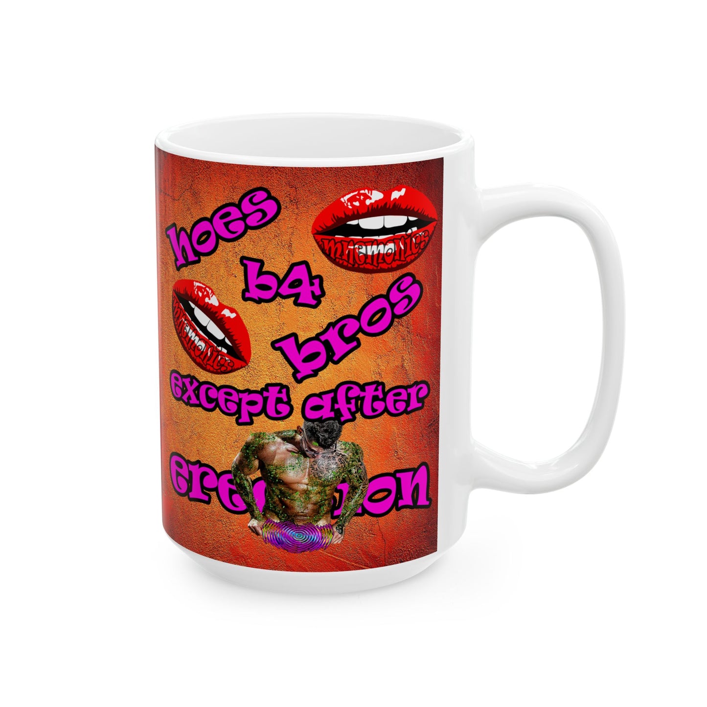 hoes b4 bros - White Mug (burnt orange)