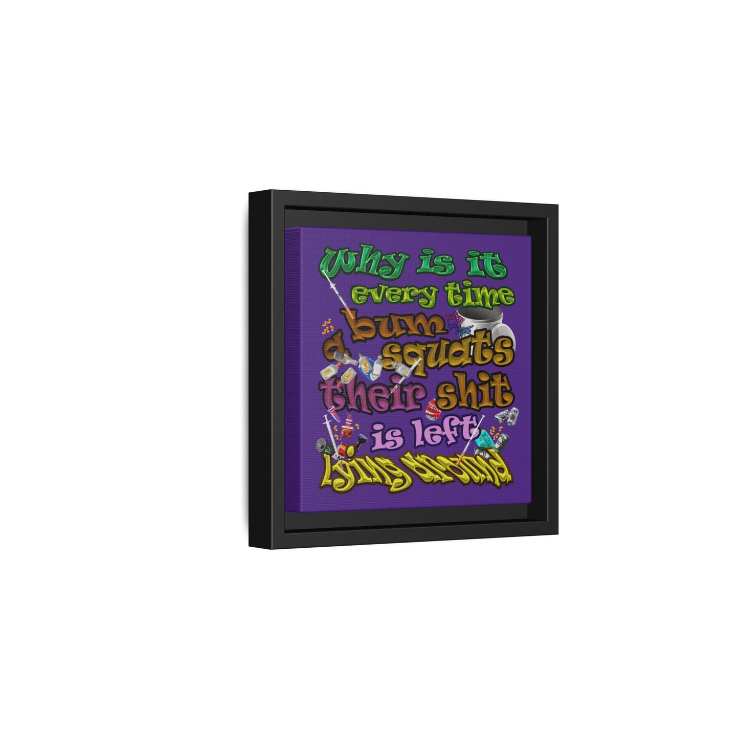 the bum's shit - framed canvas art (purple)