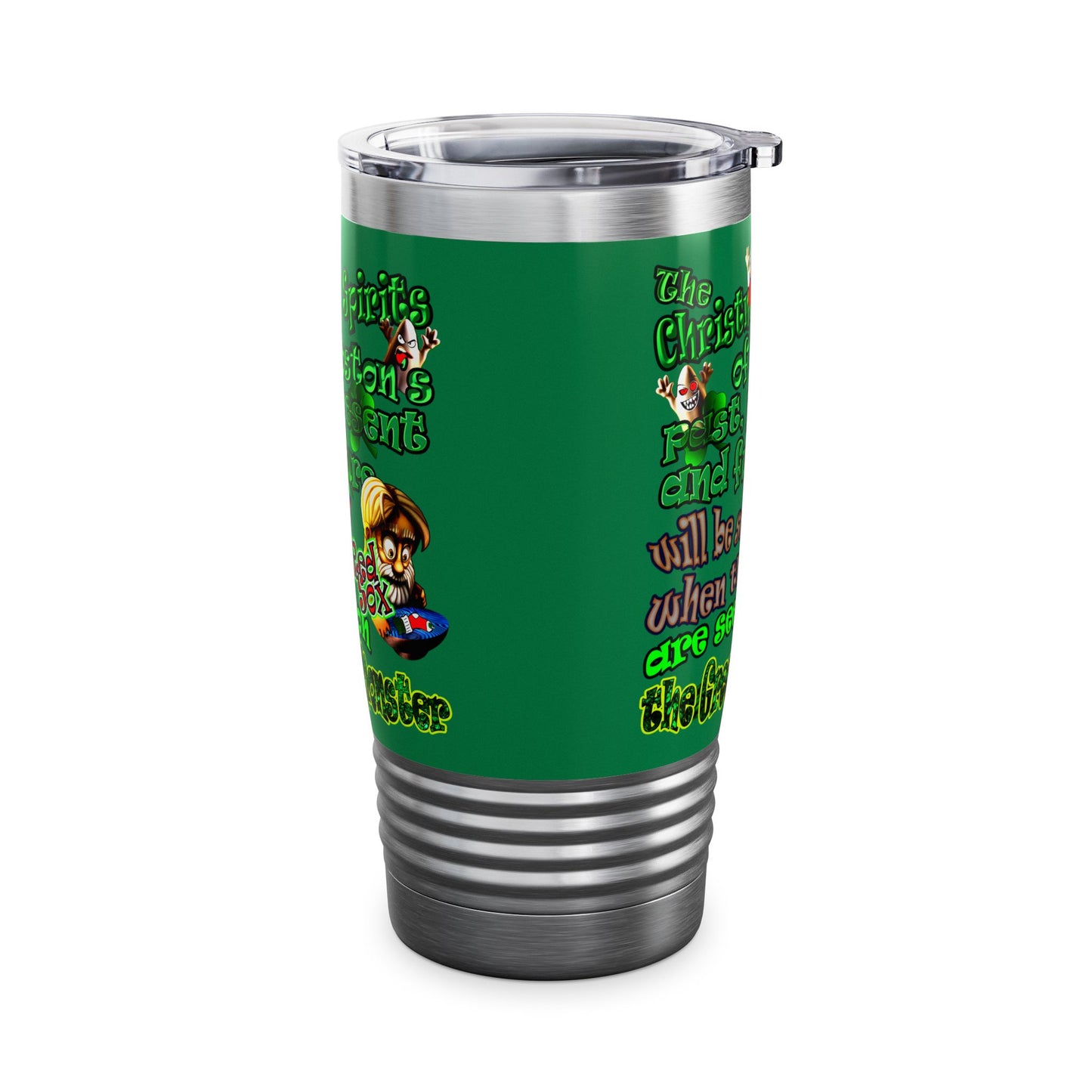 christmas spirits of boston - Ringneck Tumbler, 20oz (dark green)