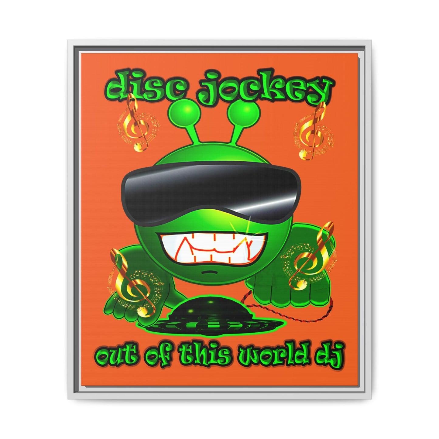 disc jockey - framed canvas art (orange)