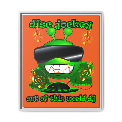 disc jockey - framed canvas art (orange)