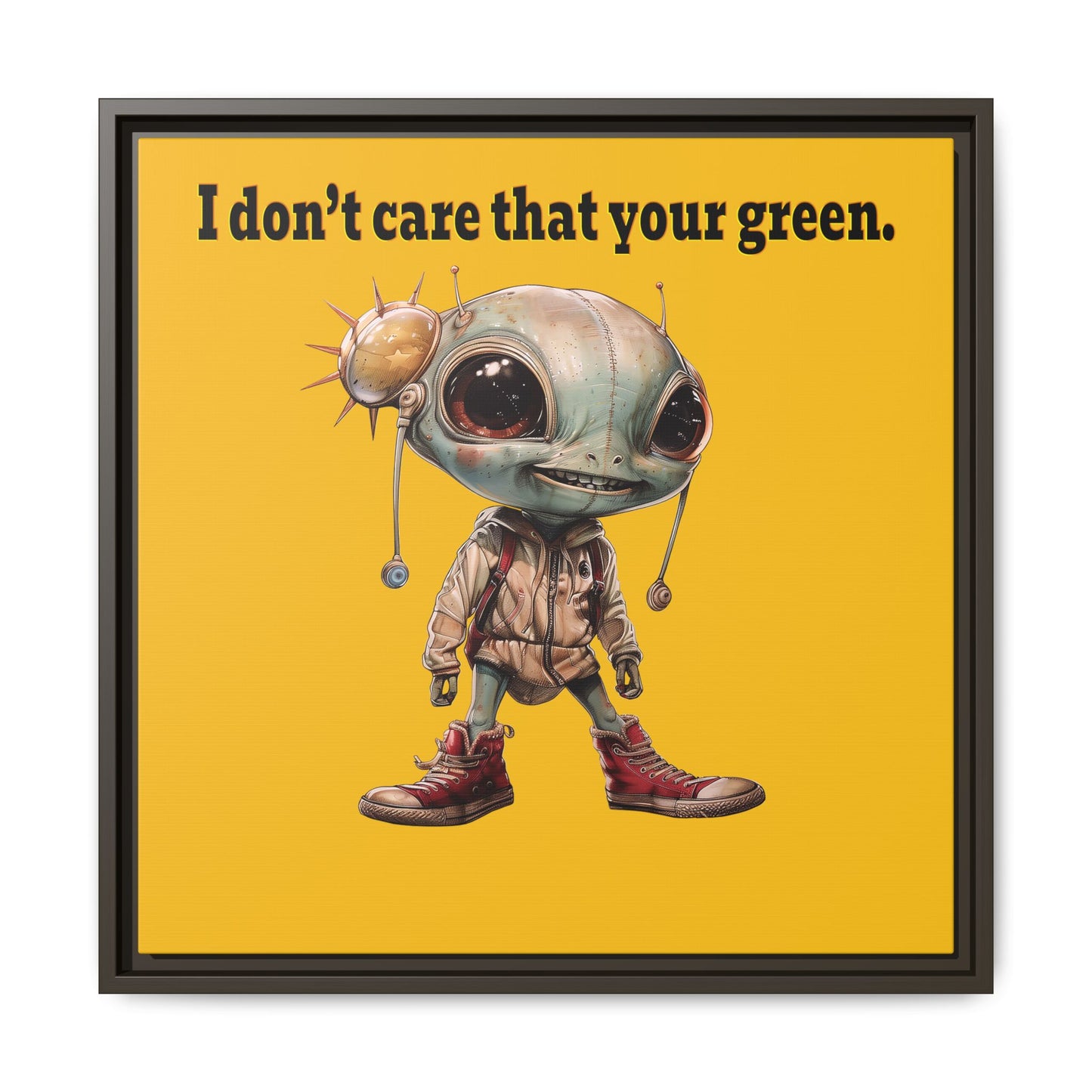 I don't care that your green - framed canvas art (yellow)