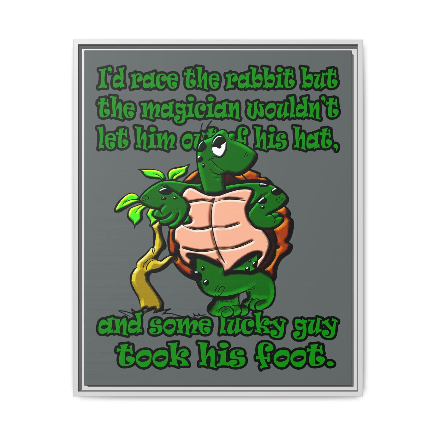 turtle race - framed canvas art (dark grey)