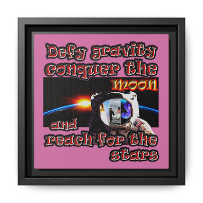 defy conquer reach - framed canvas art (light pink)