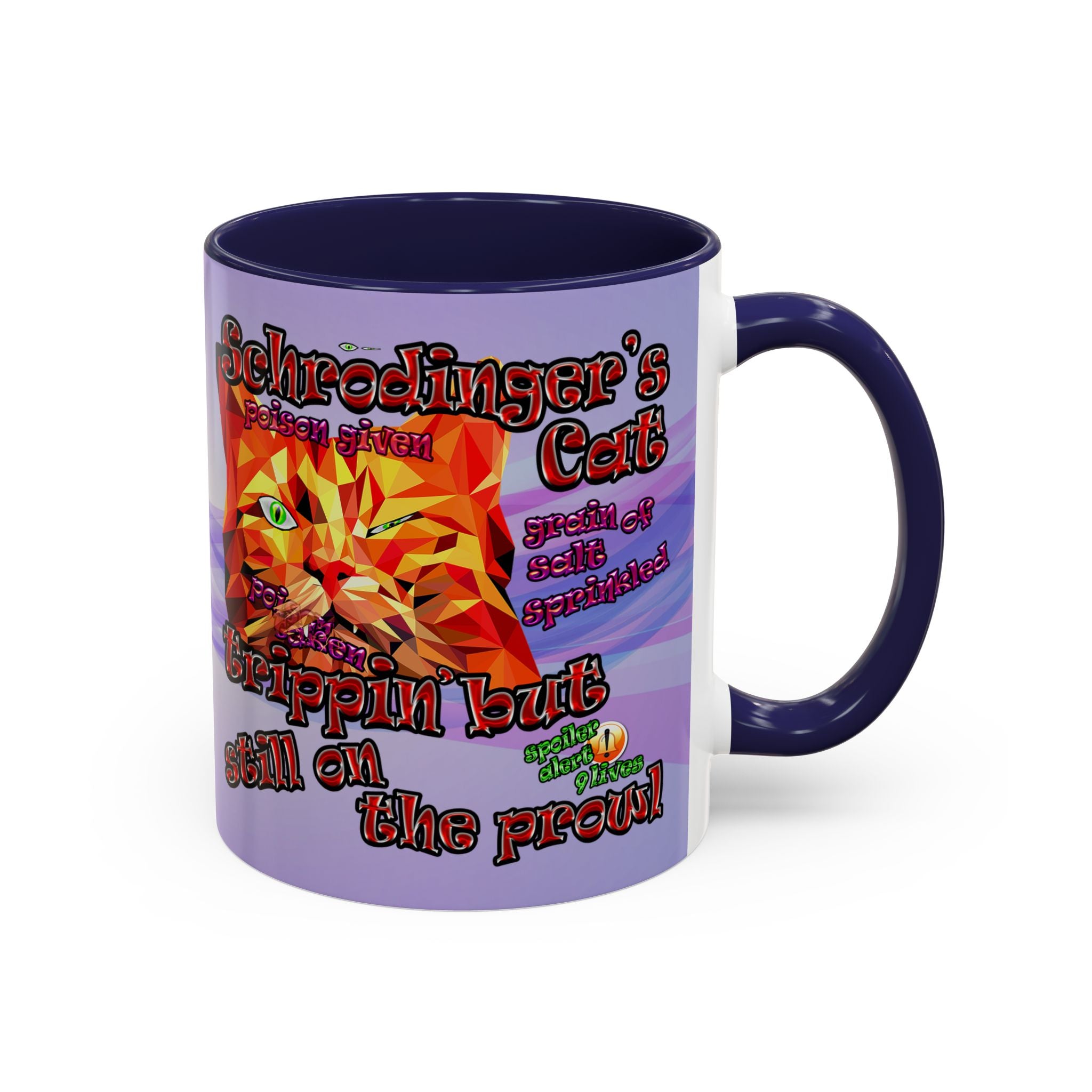 schrodinger's cat - Accent Mug (light blue-pink wave)