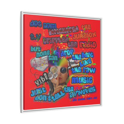 drop the beat - framed canvas art (red)