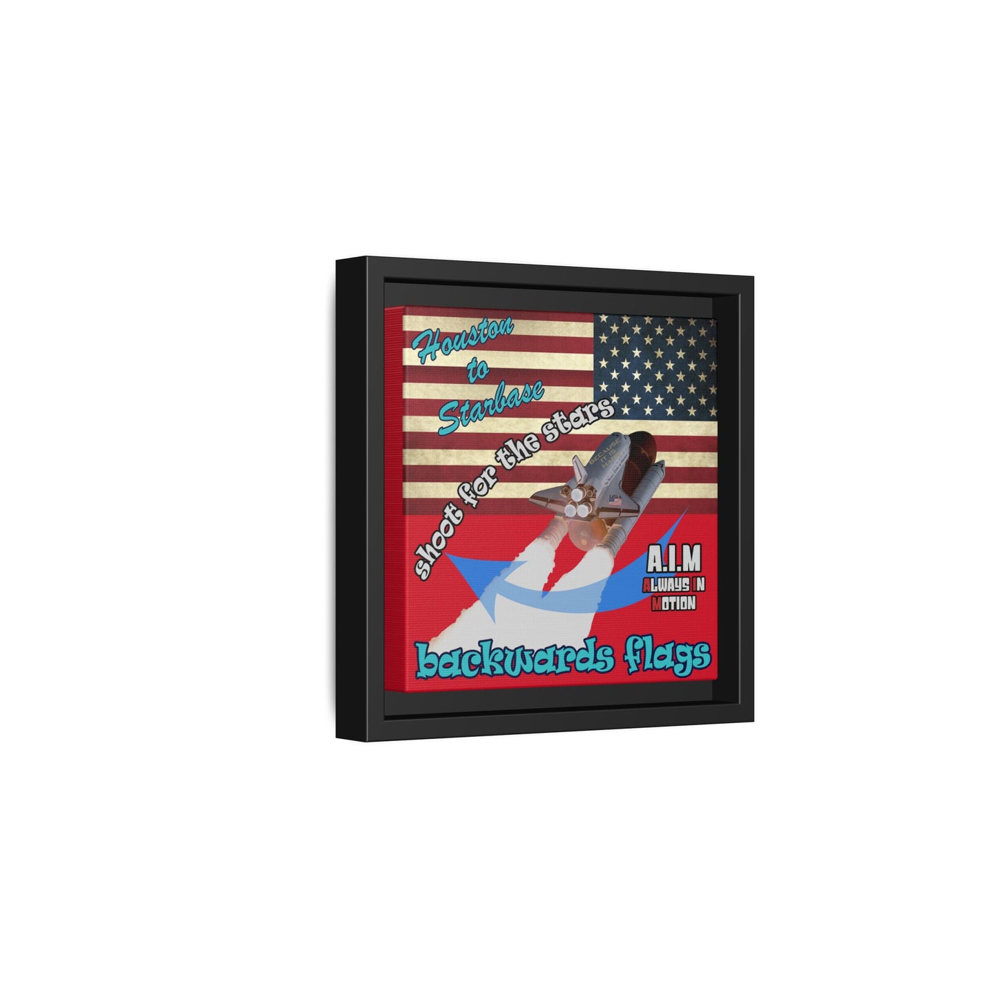 shoot for the stars - framed canvas art (dark red)