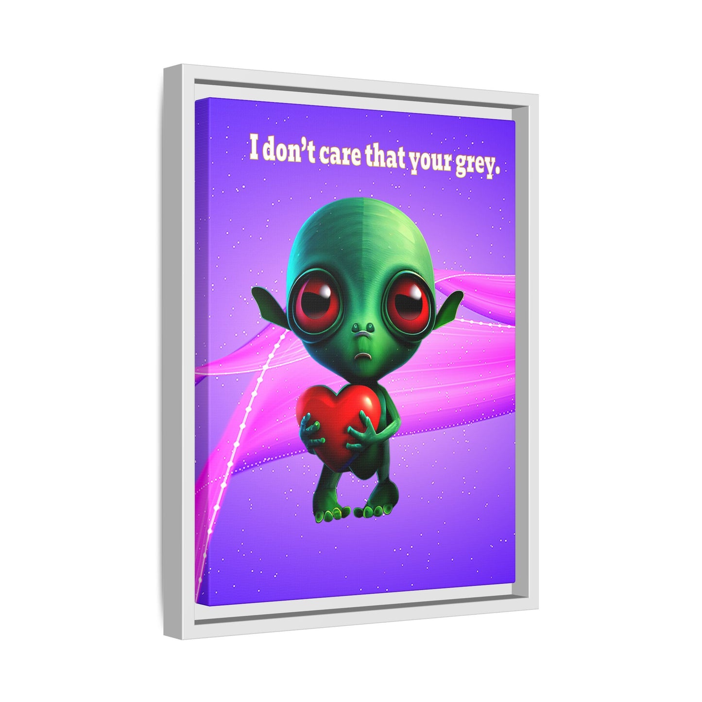 I don't care that your grey - framed canvas art (purple-pink wave)
