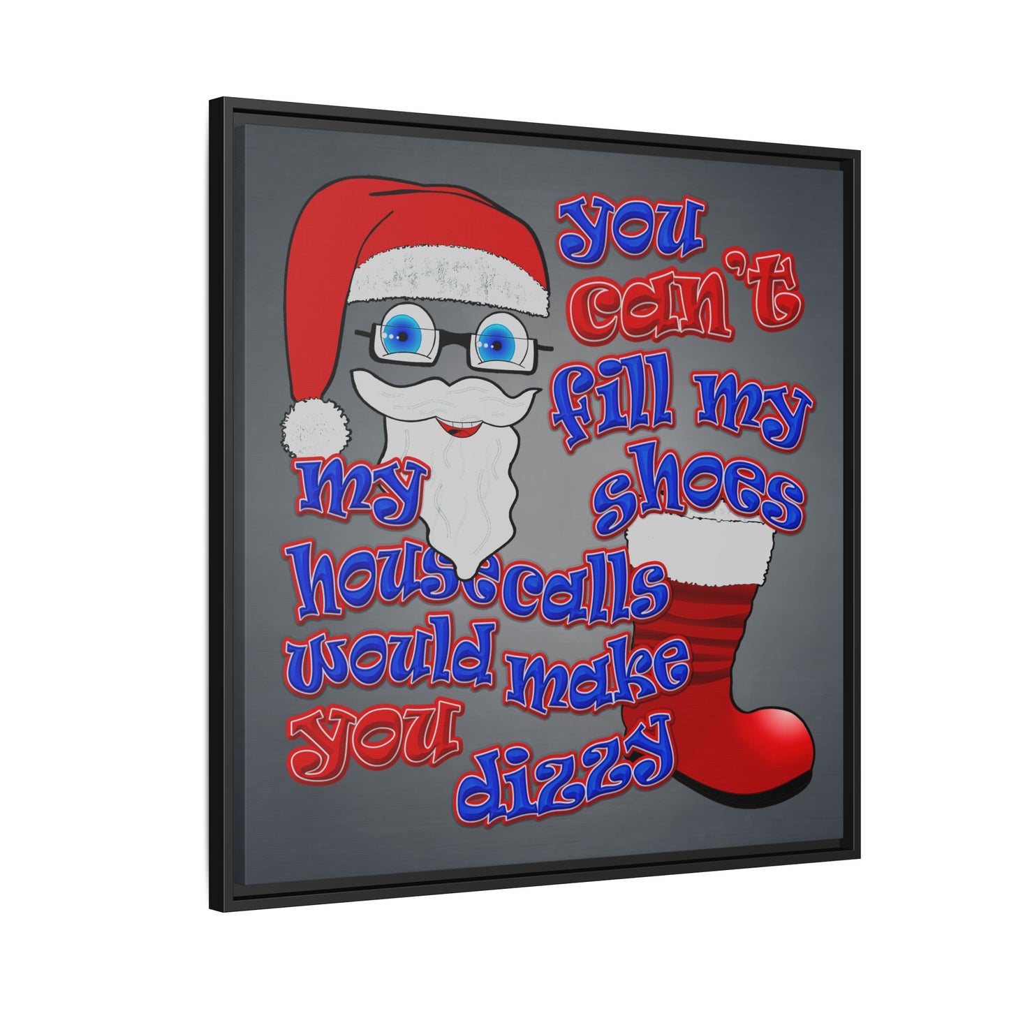 santa's shoes - framed canvas art (grey-light grey)