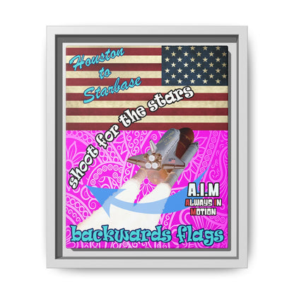 shoot for the stars - framed canvas art (pink swirl)