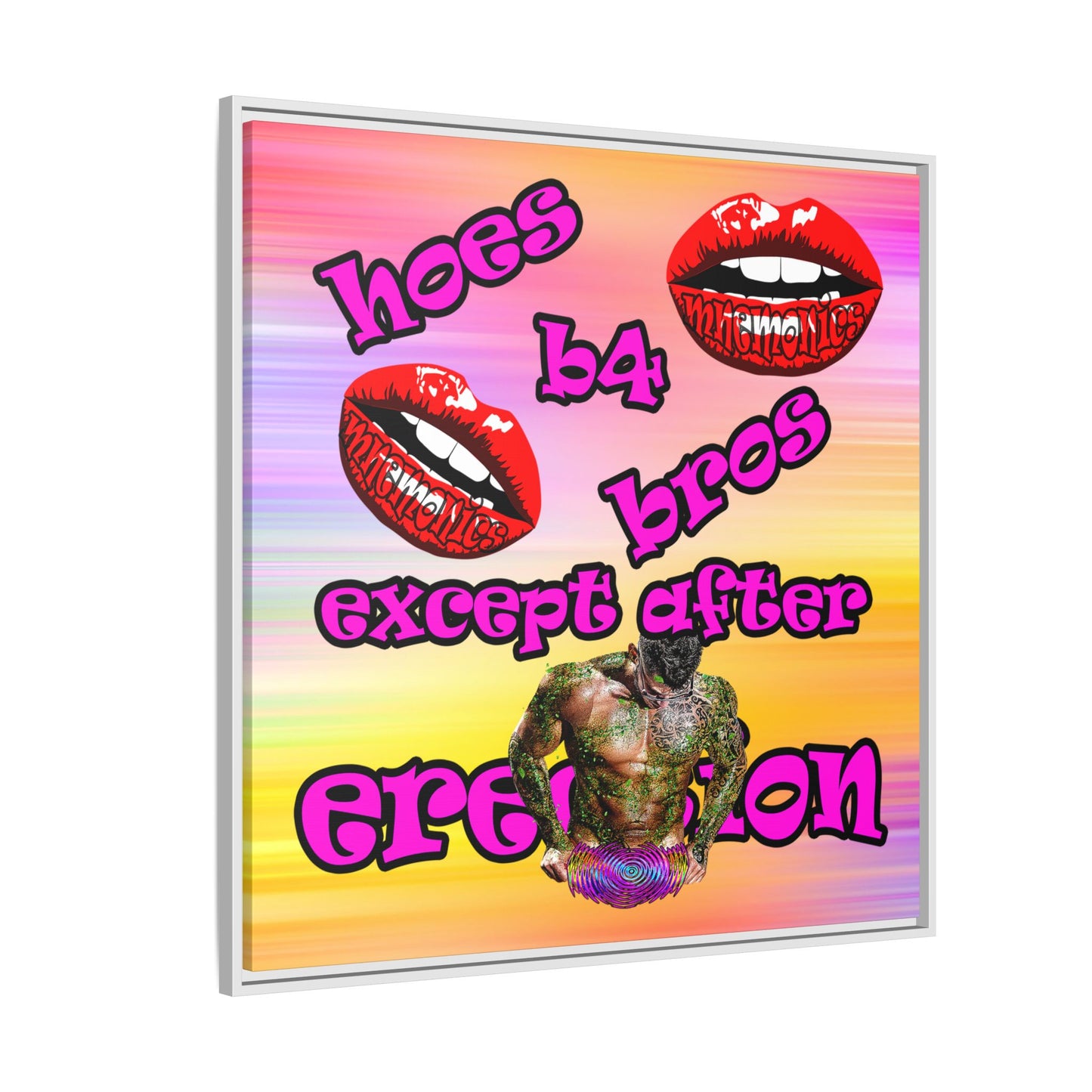 hoes b4 bros - framed canvas art (color blur)