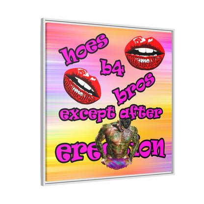 hoes b4 bros - framed canvas art (color blur)