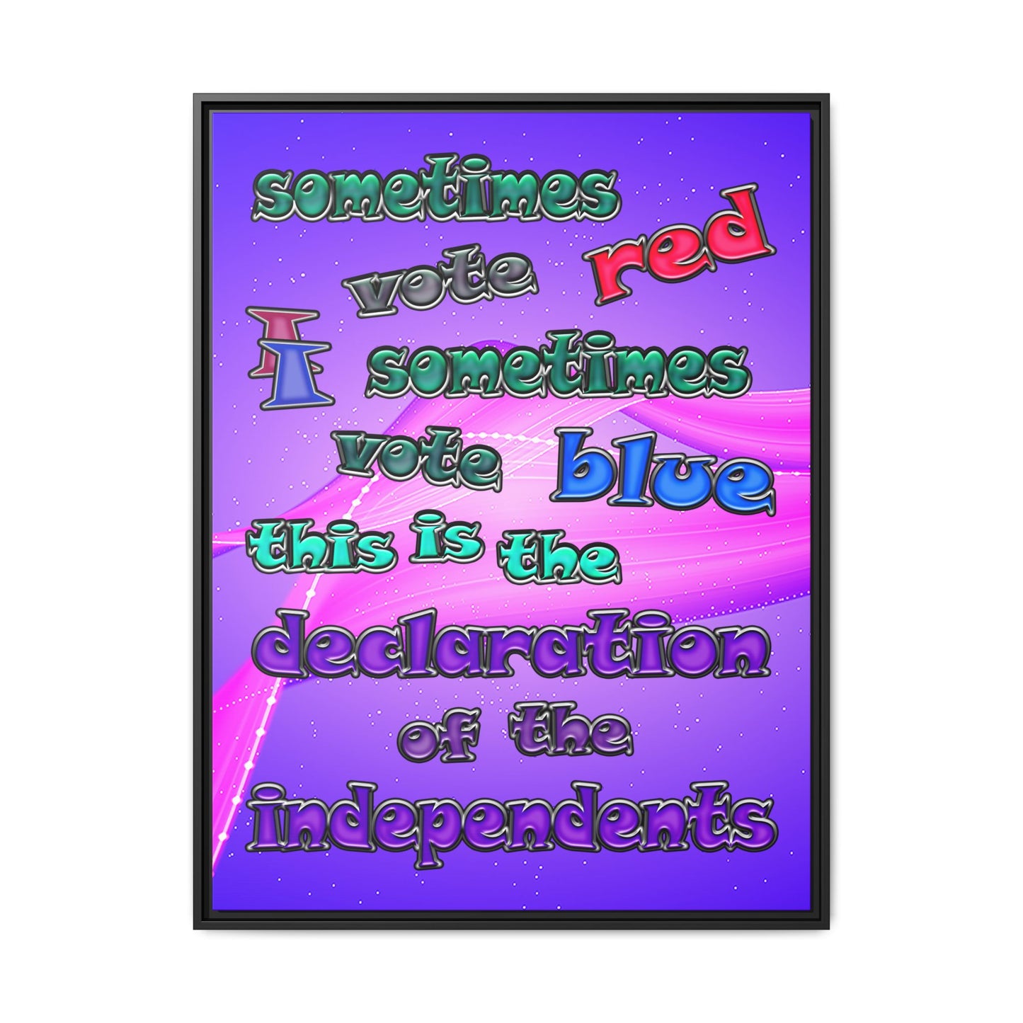 declaration of the independents - framed canvas art (purple-pink wave)
