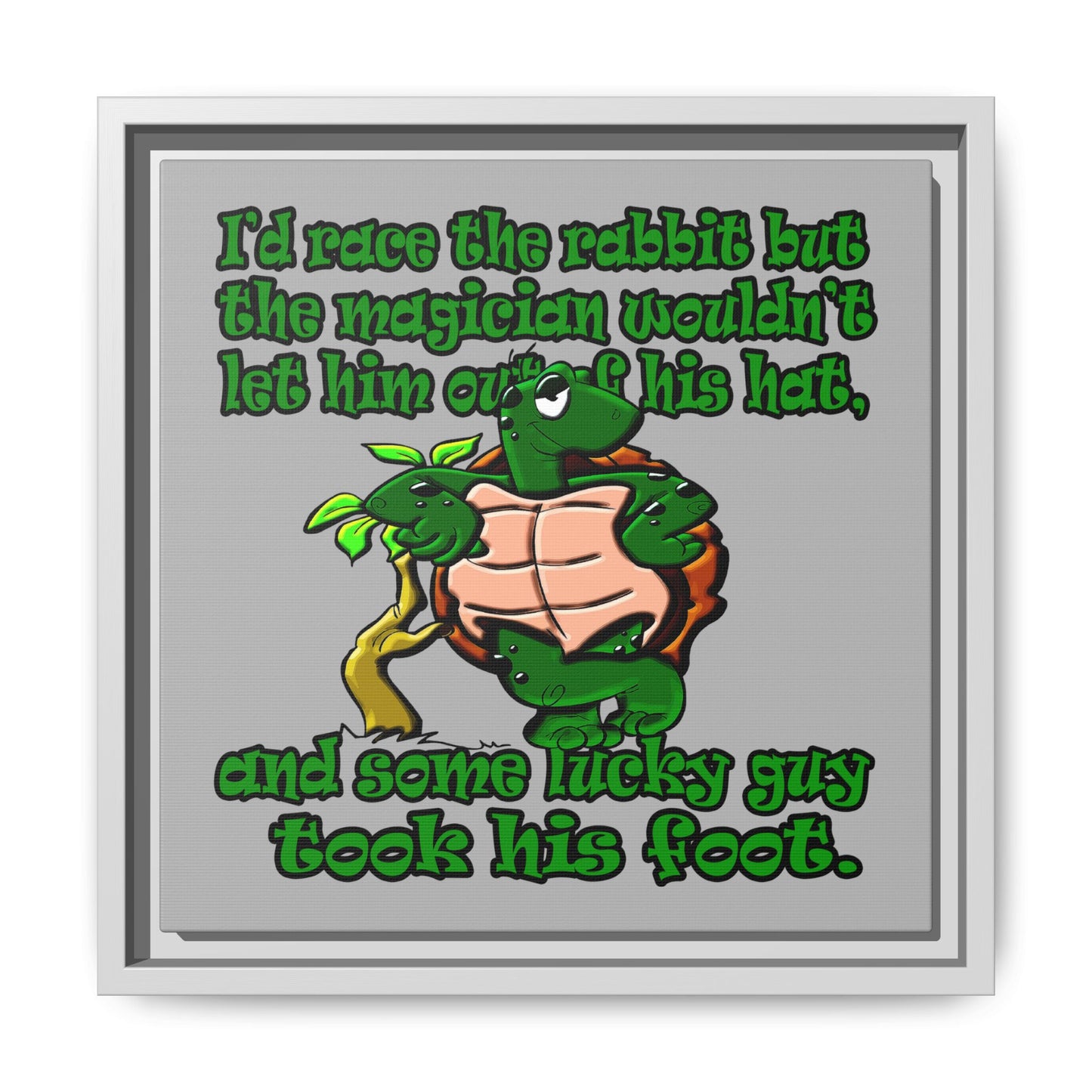 turtle race - framed canvas art (light grey)