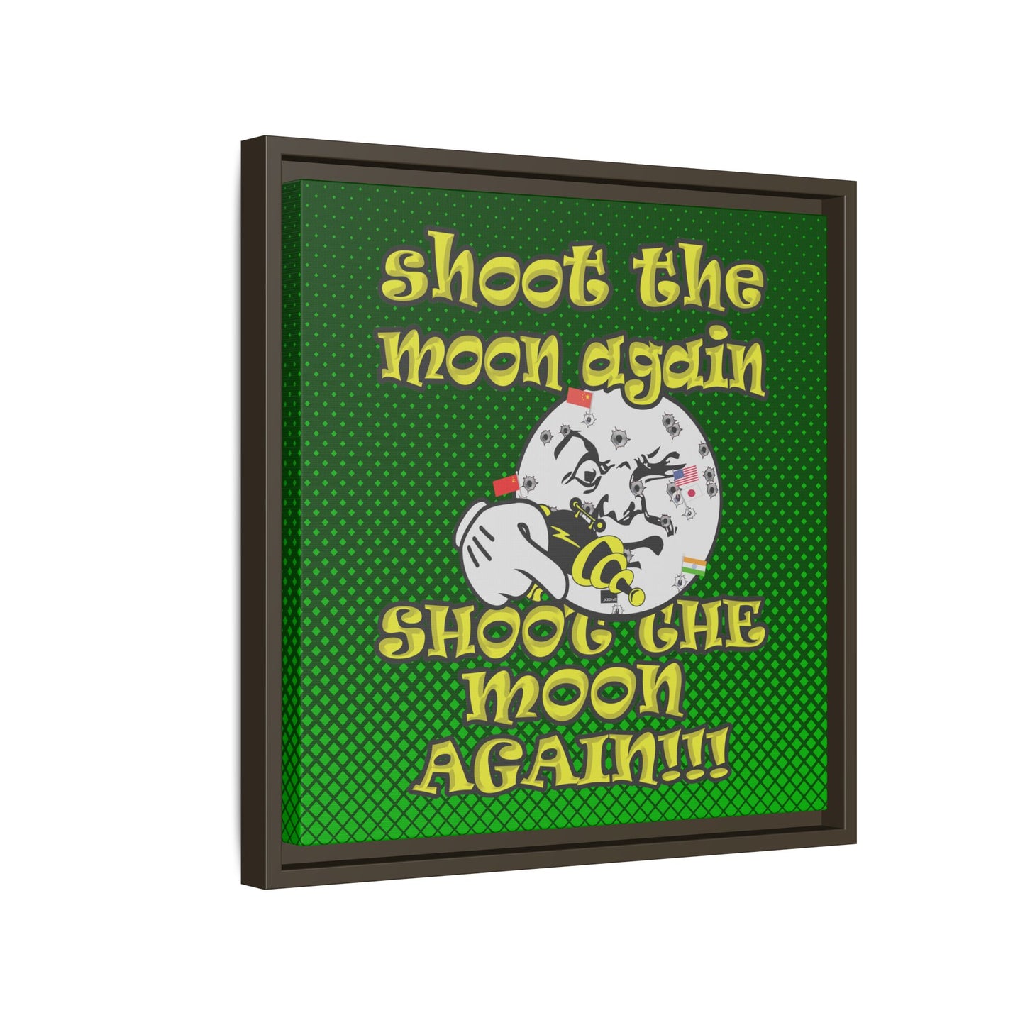 shoot the moon again - framed canvas art (logo green)