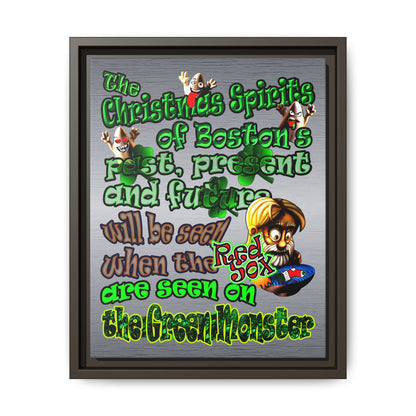 christmas spirits of boston - framed canvas art (brushed nickel)