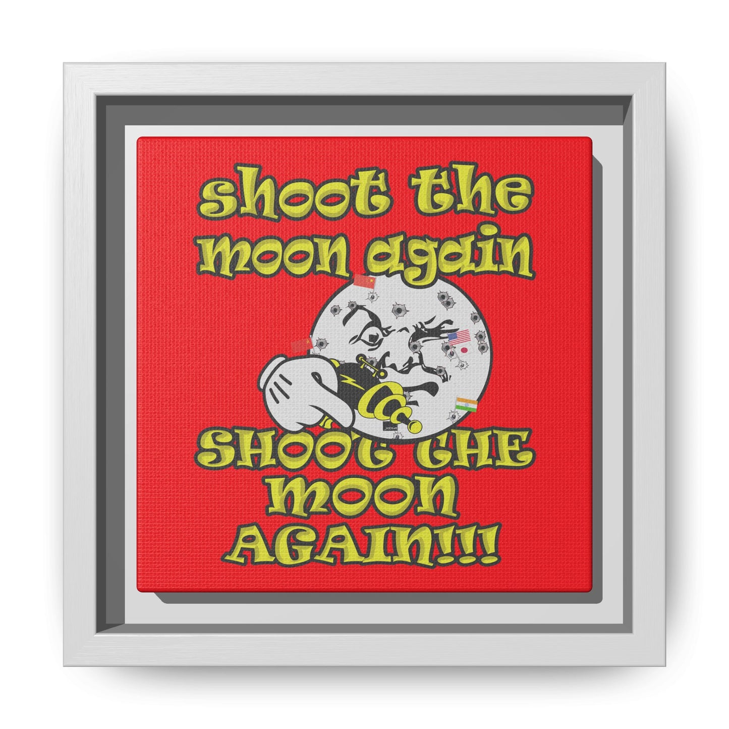 shoot the moon again - framed canvas art (red)