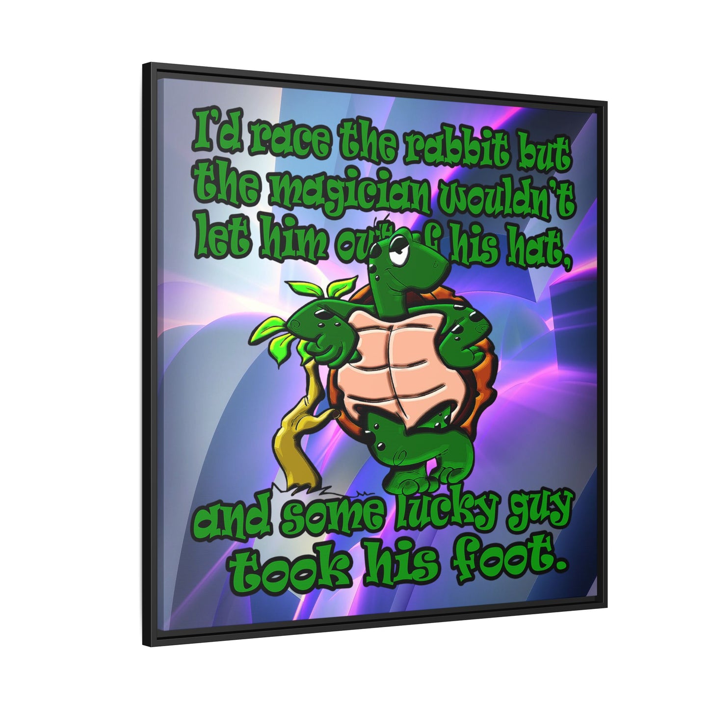 turtle race - framed canvas art (grey-pink wave)